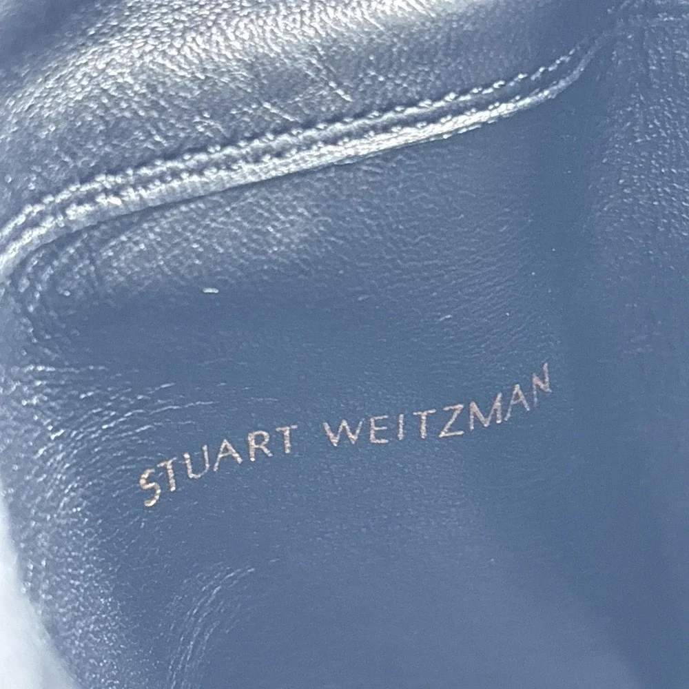 Stuart Weitzman Boots Womens Size 8.5 Black Lamb Leather Over Knee Block Heel